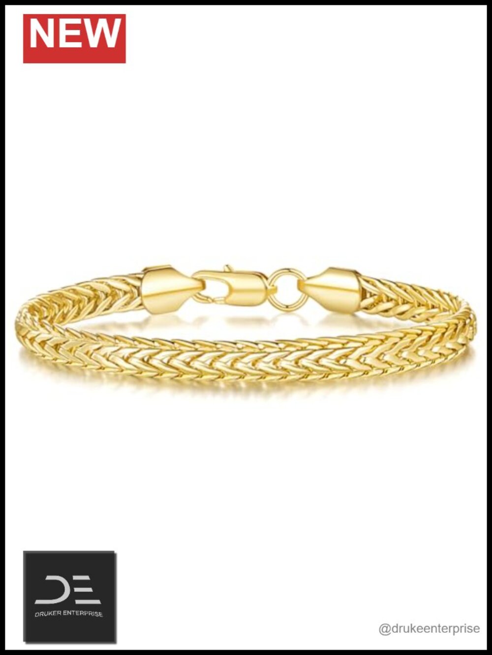 14K Gold Plated Foxtail Chain Link Bracelet Lobster Clasp Dainty Stackable